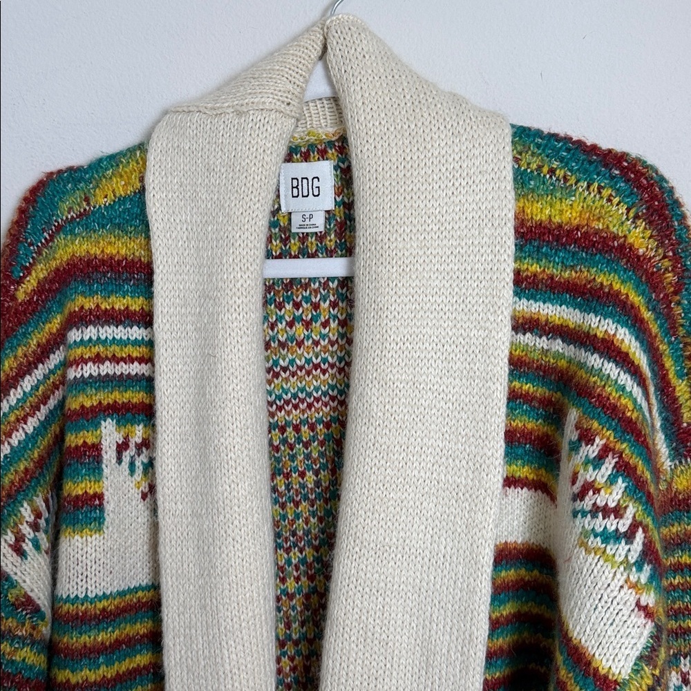 BDG Urban Outfitters Kolbie Open Front House Print Oversized Cardigan Sweater Sm - Picture 6 of 8